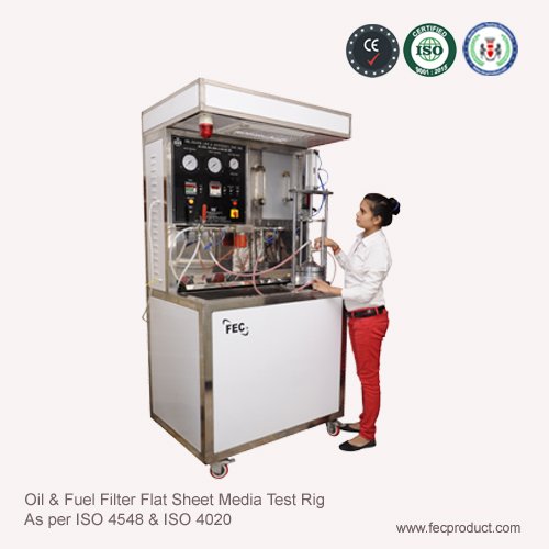 oil filter flat sheet media test rig